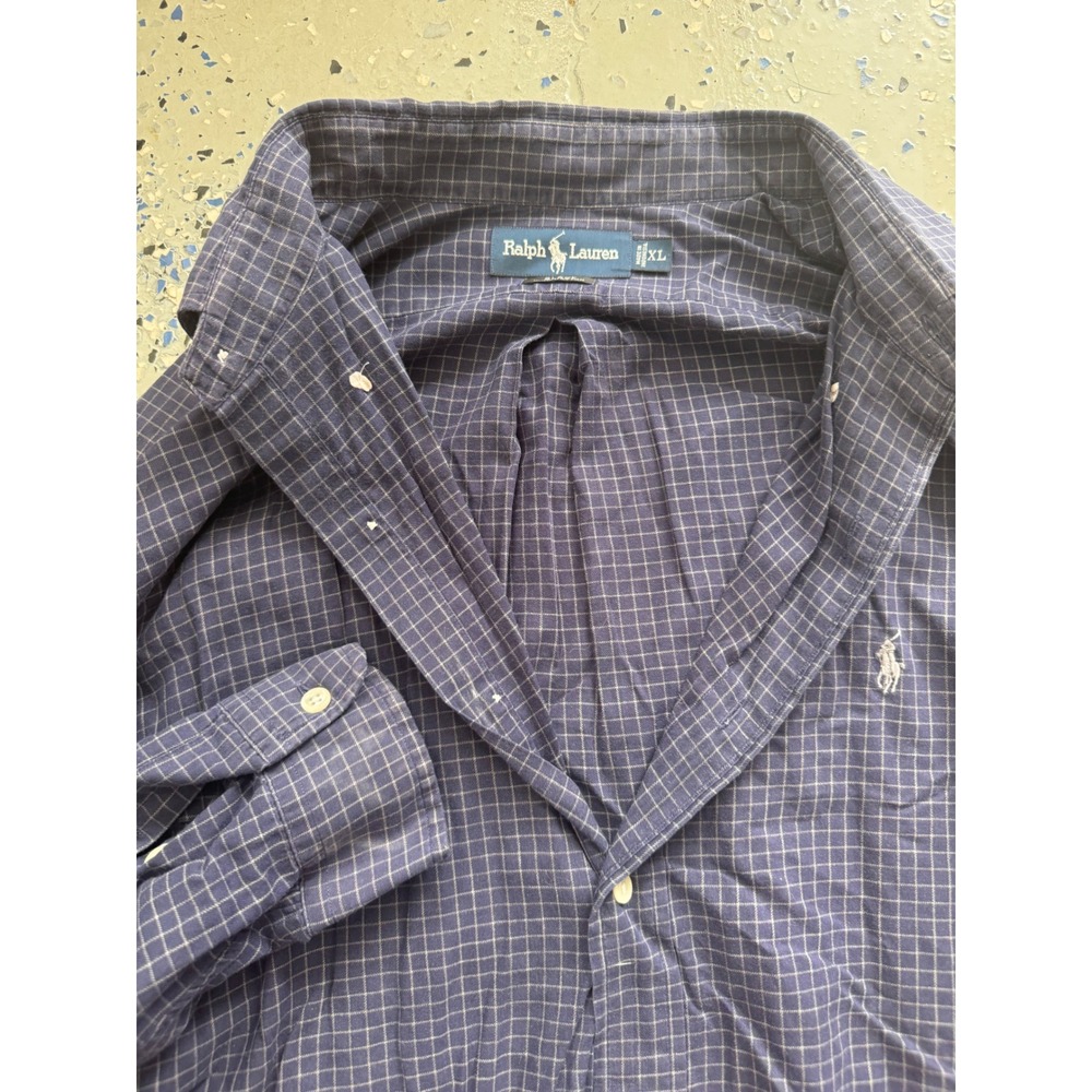 Ralph Lauren Blake Mens XL Blue Plaid‎ Checkered Button Down Shirt